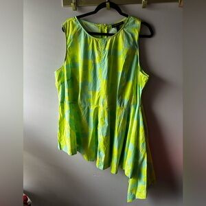 Lane Bryant Blue & Green Handkerchief Hem Sleeveless Top Size 22